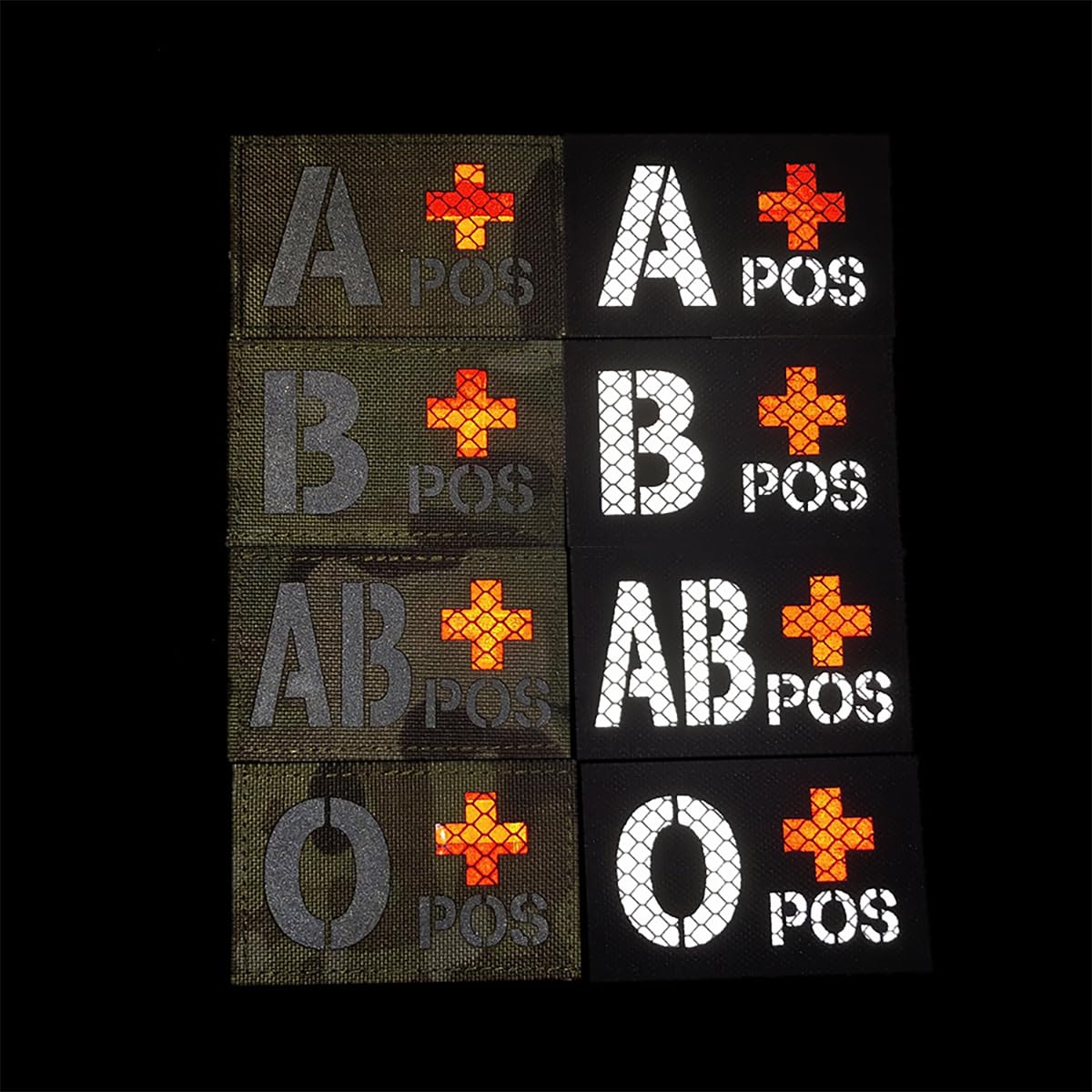 2 PCS AliPlus Blood Type Patches O- NEG Patch IR Infrared Reflective Patch Laser Cut Tactical Morale Patches Hook and Loop(3.15x2 inch Black White)
