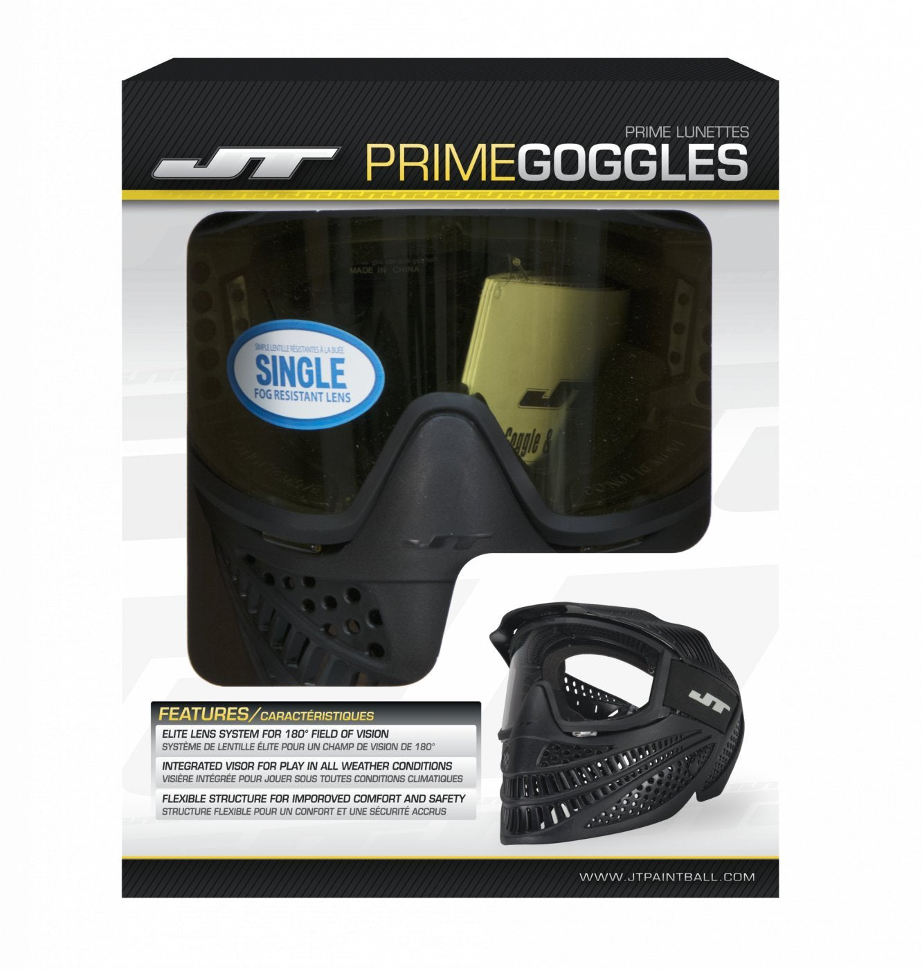JT Elite Prime Single Goggles and XX-Large Paintball Hopper Bundle