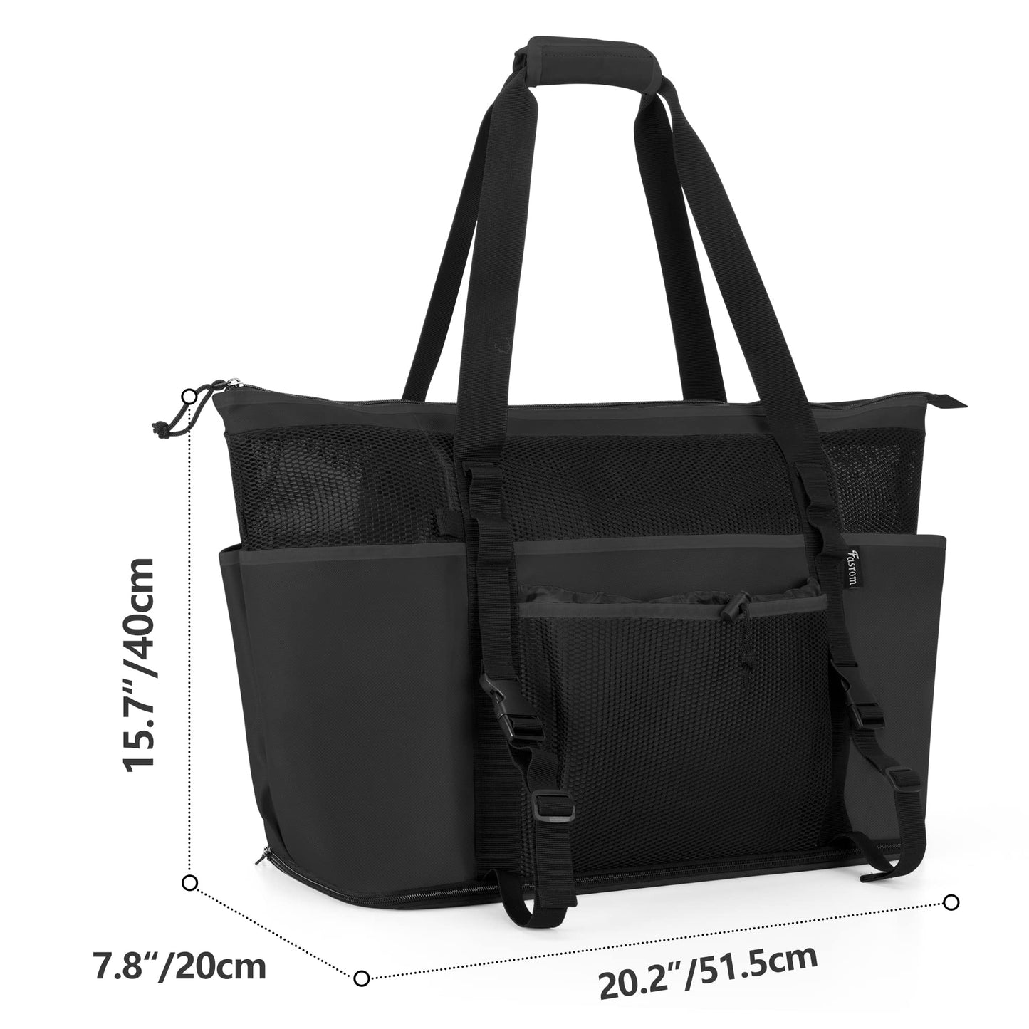 Fasrom Extra Large Mesh Beach Bag with Zipper Bottom Bundle with Mesh Beach Backpack with Waterproof Bag and Pocket for Beach or Pool Trip