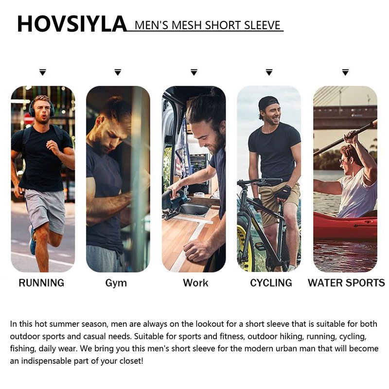 HovSiyla 5 Pack Running Shirts Men Sport Tops Dry Fit Gym Wicking Athletic T Shirts Breathable Cool Workout Shirts 2XL