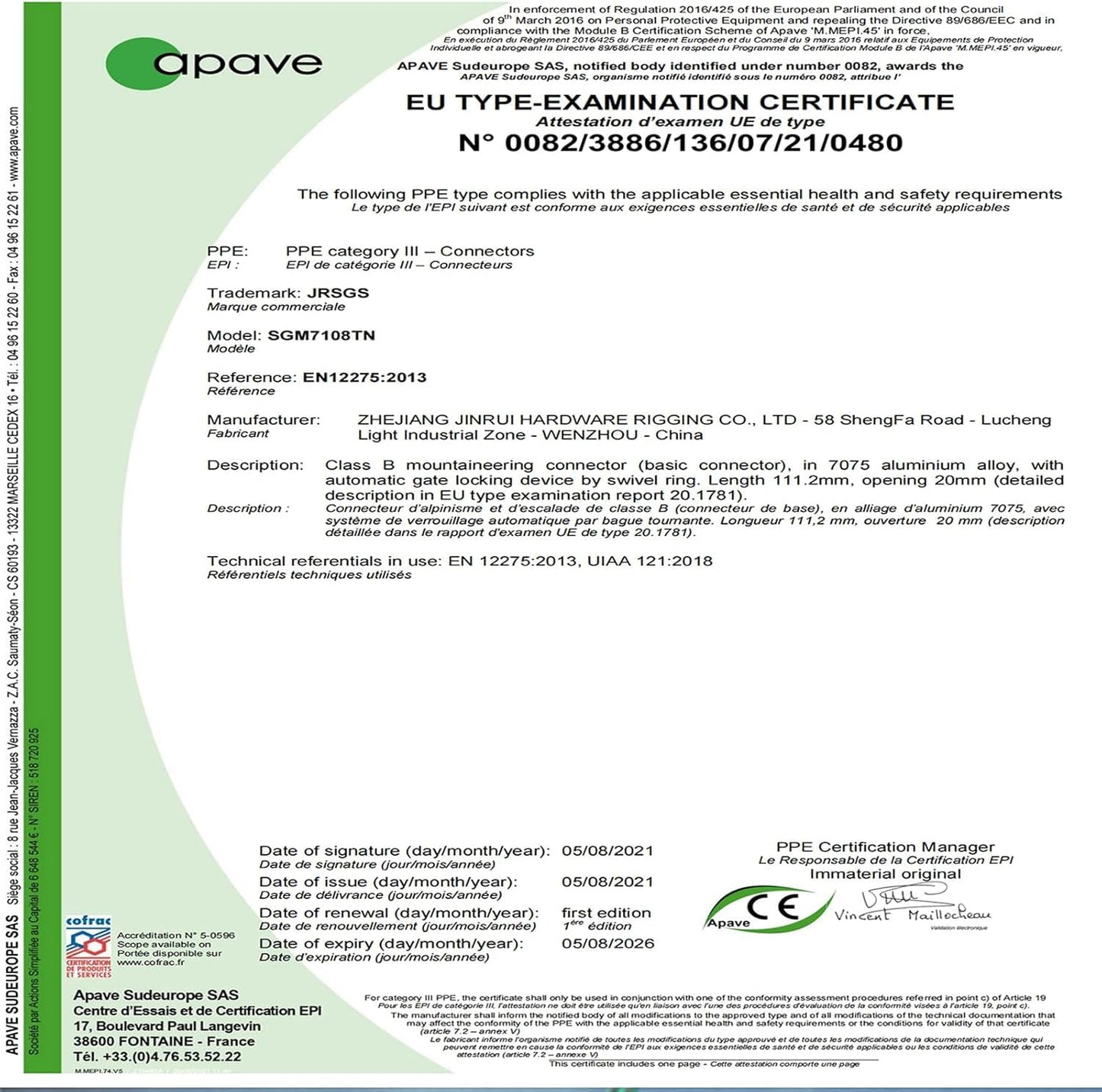 FVW CE Certified Auto Locking Climbing Carabiners, Professional 25KN (5620 lbs) Heavy Duty Caribeaners for Rappelling Swing Rescue & Gym etc, Large D-Shaped Carabiners, 5 Pack