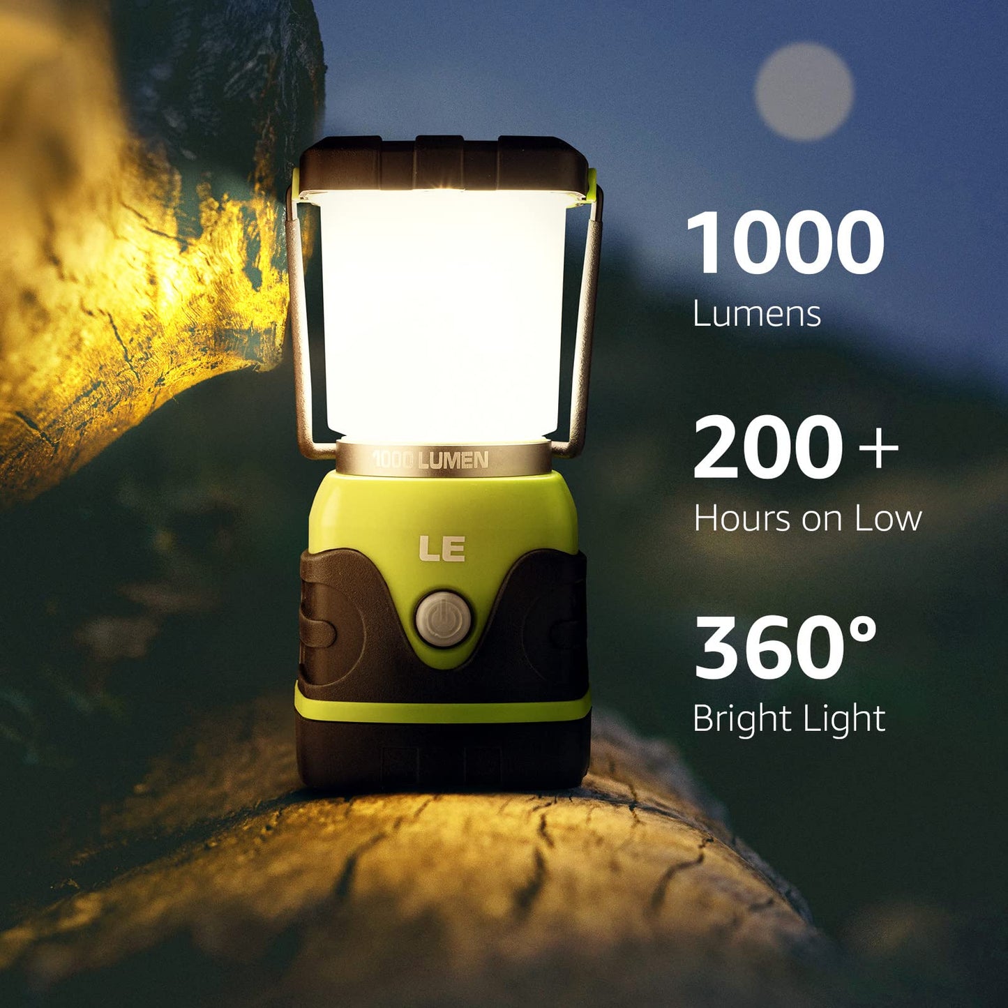 Lighting EVER Bundle - 2 Items: Lepro Vintage Rechargeable LED Camping Lantern & Lighting EVER 1000LM LED Camping Lantern, Battery Powered, 4 Light Modes