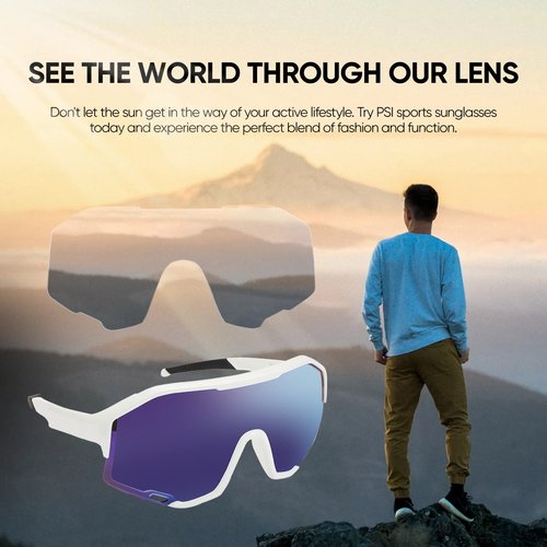 PSI Wrap Around Sunglasses for Men Women Polarized, UV Protection, Sports Sunglass, Driving Running Cycling