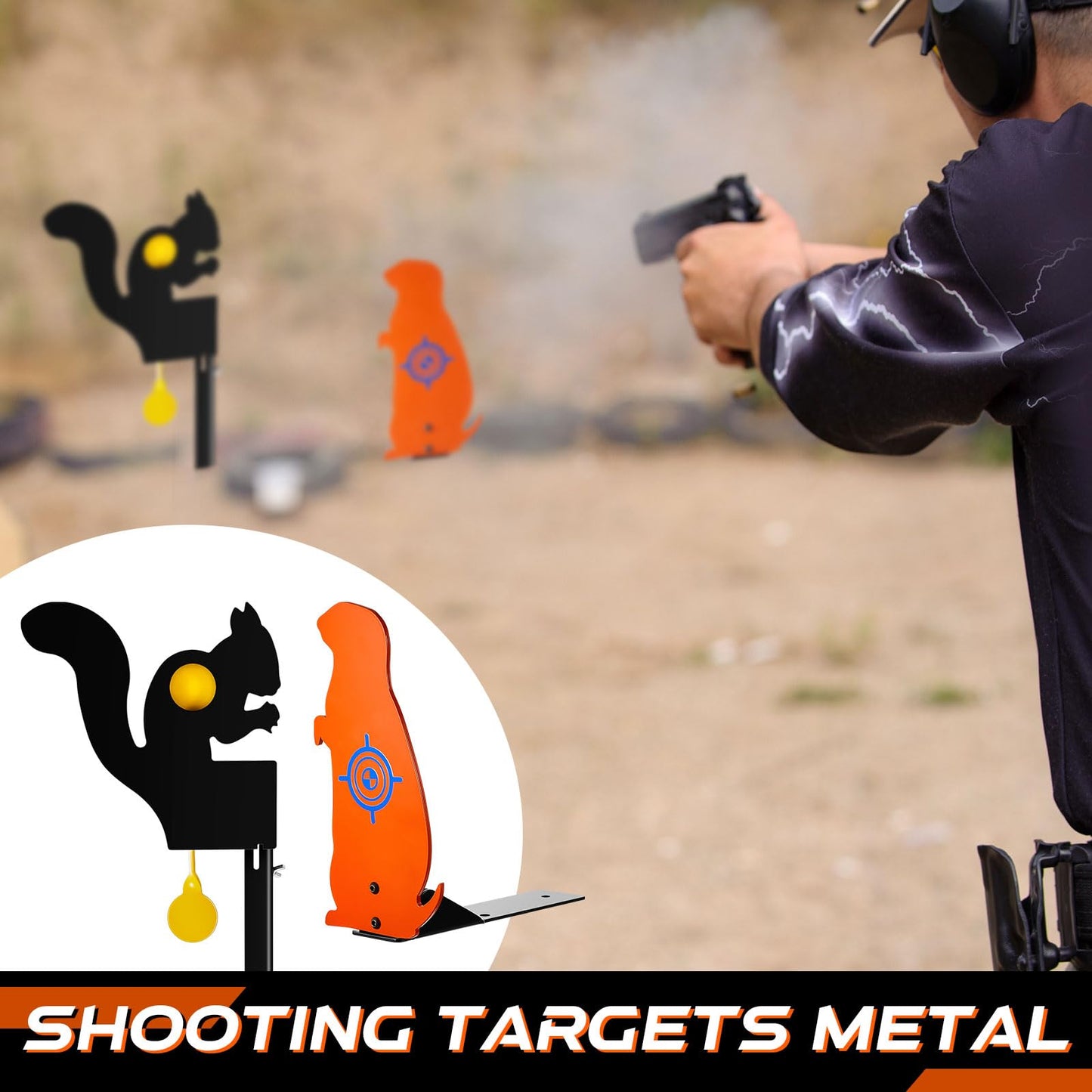 Leyndo 3 Pcs Metal Animal Targets Metal Squirrel Reset Target Outdoors Prairie Popper Pop-Up Steel Target, Bird Slingshot Target for Animal Training Target Rifle Pellet Accessories