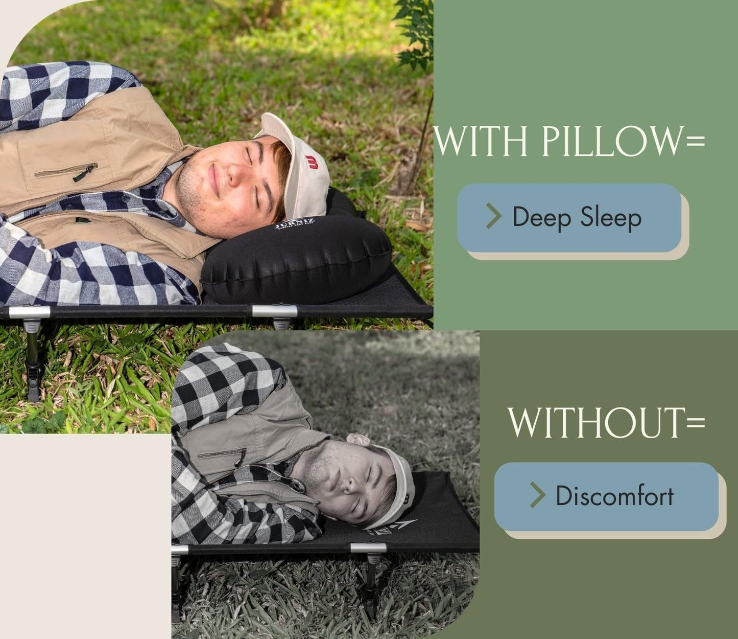 JURNIZ Ultralight Camping Cot for Adults and Kids; Supports up to 330lbs; 4.85lbs Ultralightweight Portable Camping Bed for Hiking, Camping and Backpacking with Carry Bag (Green)