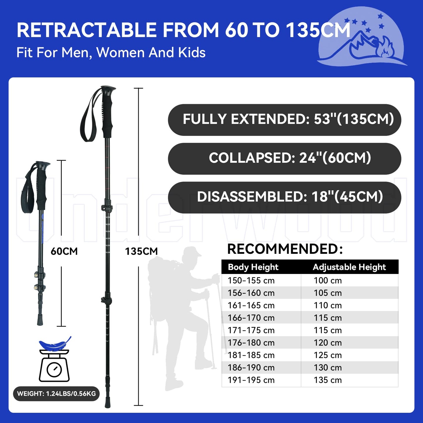 1-Person Ultralight Trekking Pole Tent & Collapsible Aluminum Hiking Poles by Underwood Aggregator
