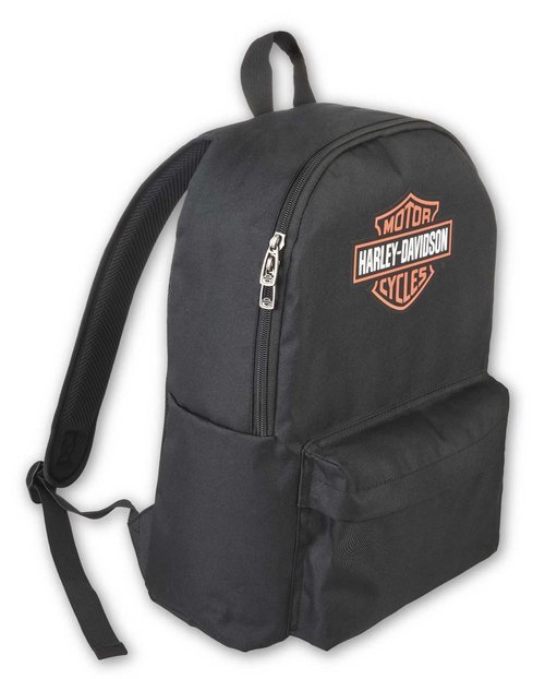 Harley-Davidson Bar & Shield Graphic Backpack w/Adjustable Straps - Black/Orange