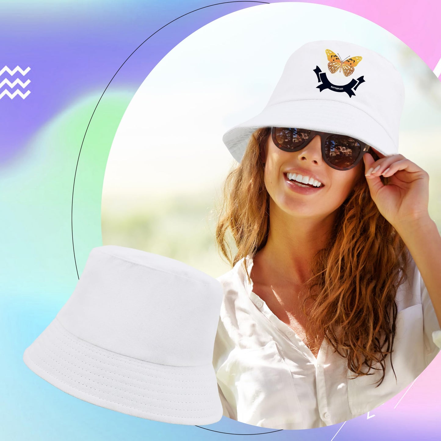 12 Pack White Bucket Hats Bulk Cotton Sublimation Bucket Hat DIY Blank Bucket Hats Summer Sun Hat for Adult Beach Travel Fishing Outdoor Sports