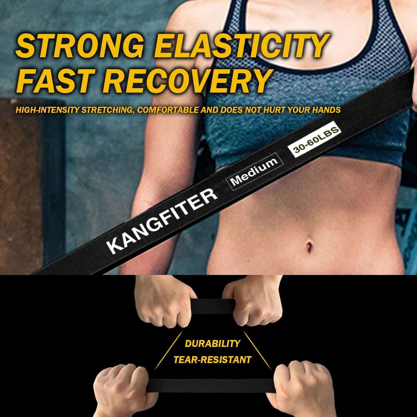 KANGFITER Resistance Bands for Working Out, Pull Up Bands for Men Women, Thick Heavy Resistance Band Set with Door Anchor, Elastic Exercise Bands for Body Stretching, Physical Therapy, Home Workouts