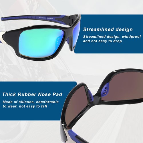 MALIDAK Wrap Around Polarized Sports Sunglasses for Men Women Teens, Ultra-Light Clear Vision for Cycling Driving Running