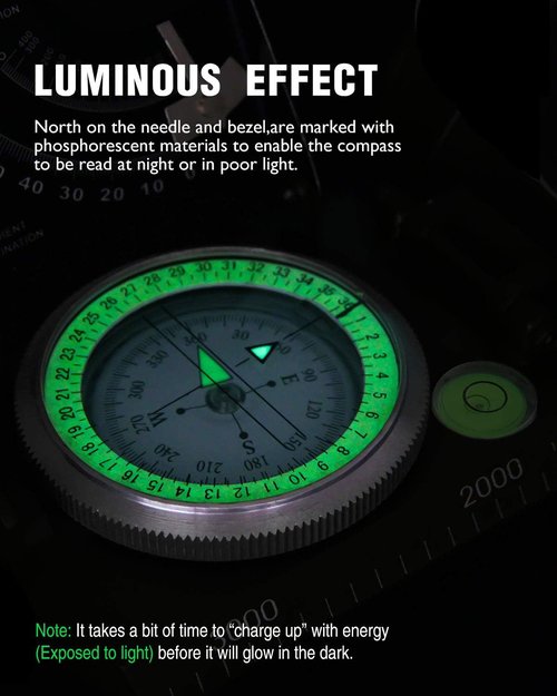 Eyeskey Multifunctional Military Sighting Navigation Compass with Inclinometer | Impact Resistant & Waterproof Compass for Hiking, Camping