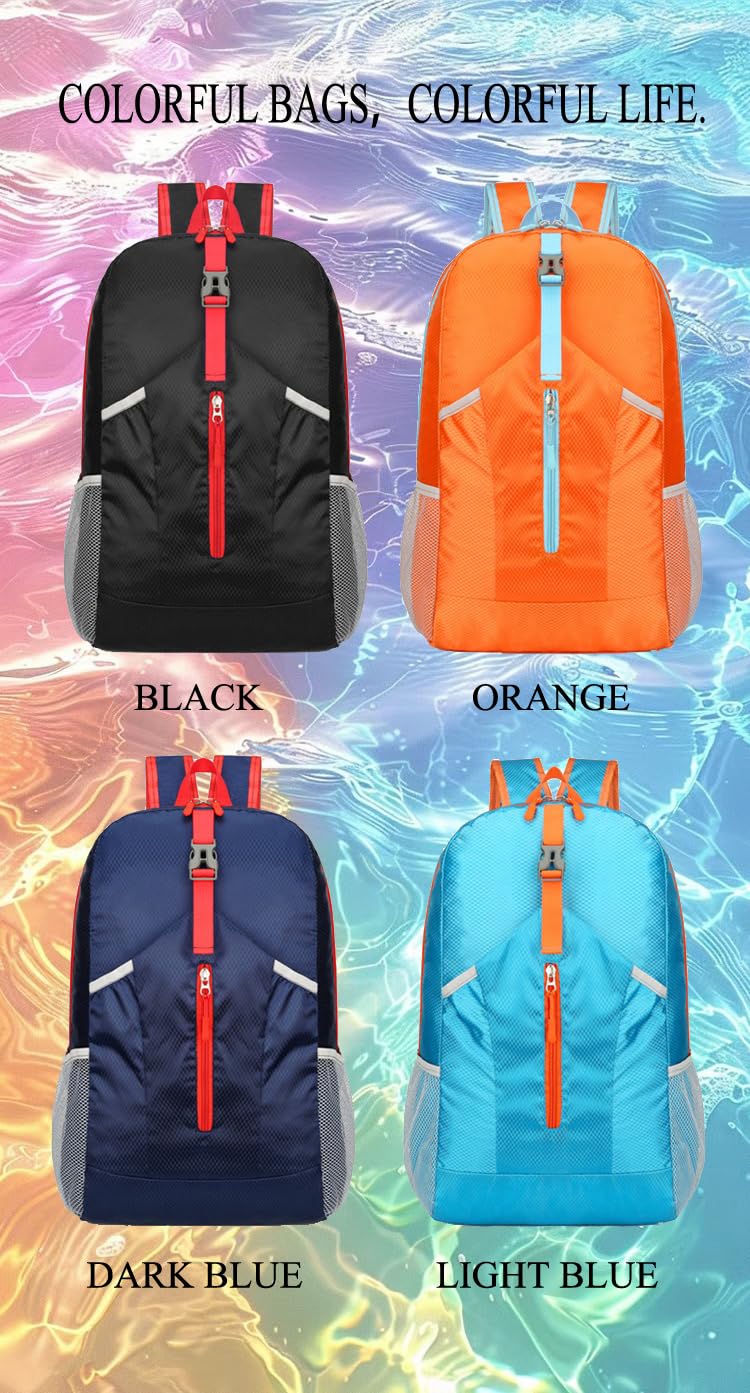 Lalamelody 20L Lightweight Backpack Daypack Foldable Waterproof Packable Hiking Travel Shoulder Bag for Man Woman Orange