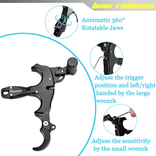 Nswern Bow Release Thumb Archery 3/4 Finger Release-Bow Trigger 360° Rotatable Thumb Release for Compound Bow