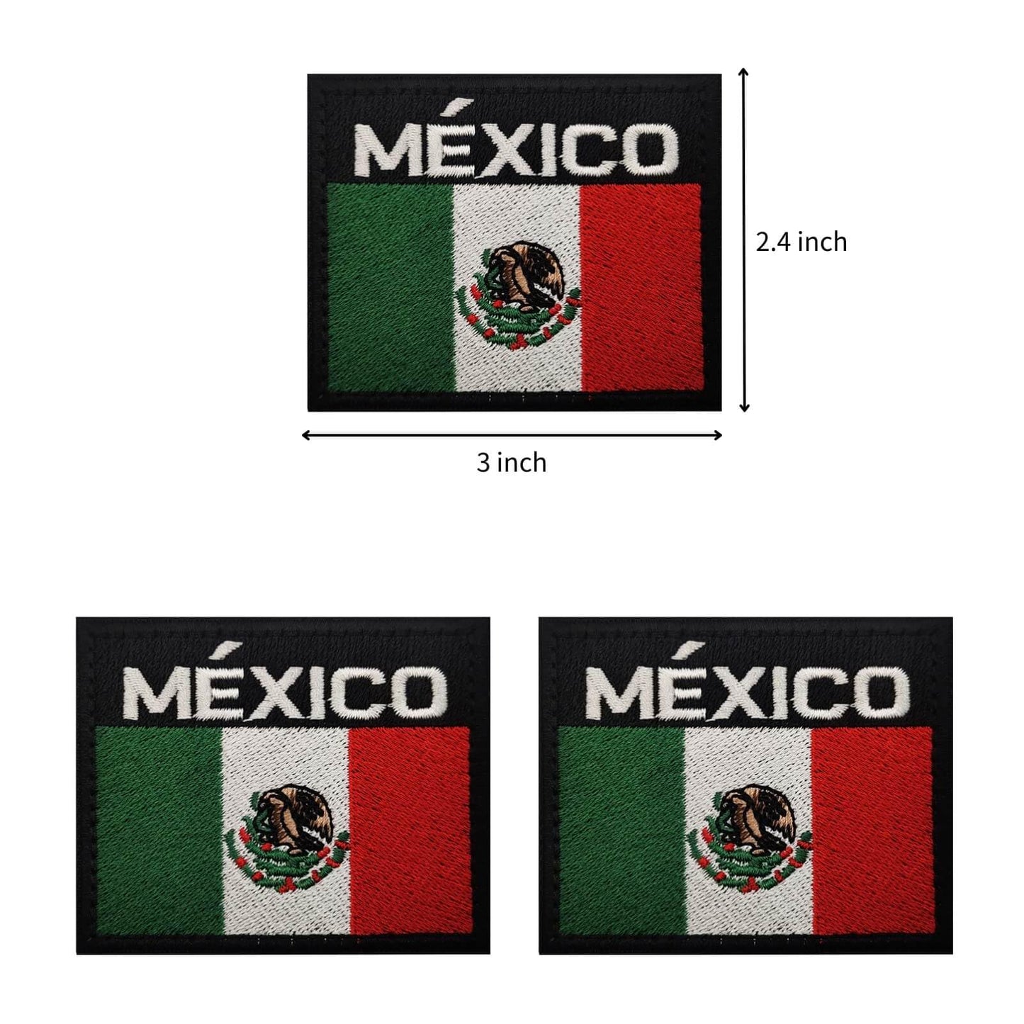KANGDAWEI 3PCS Mexican Flag Patch, Mexico Patches for Vest, Molle Military Patches for Army Tactical Backpack & Jackets with Loops and Hook (A)
