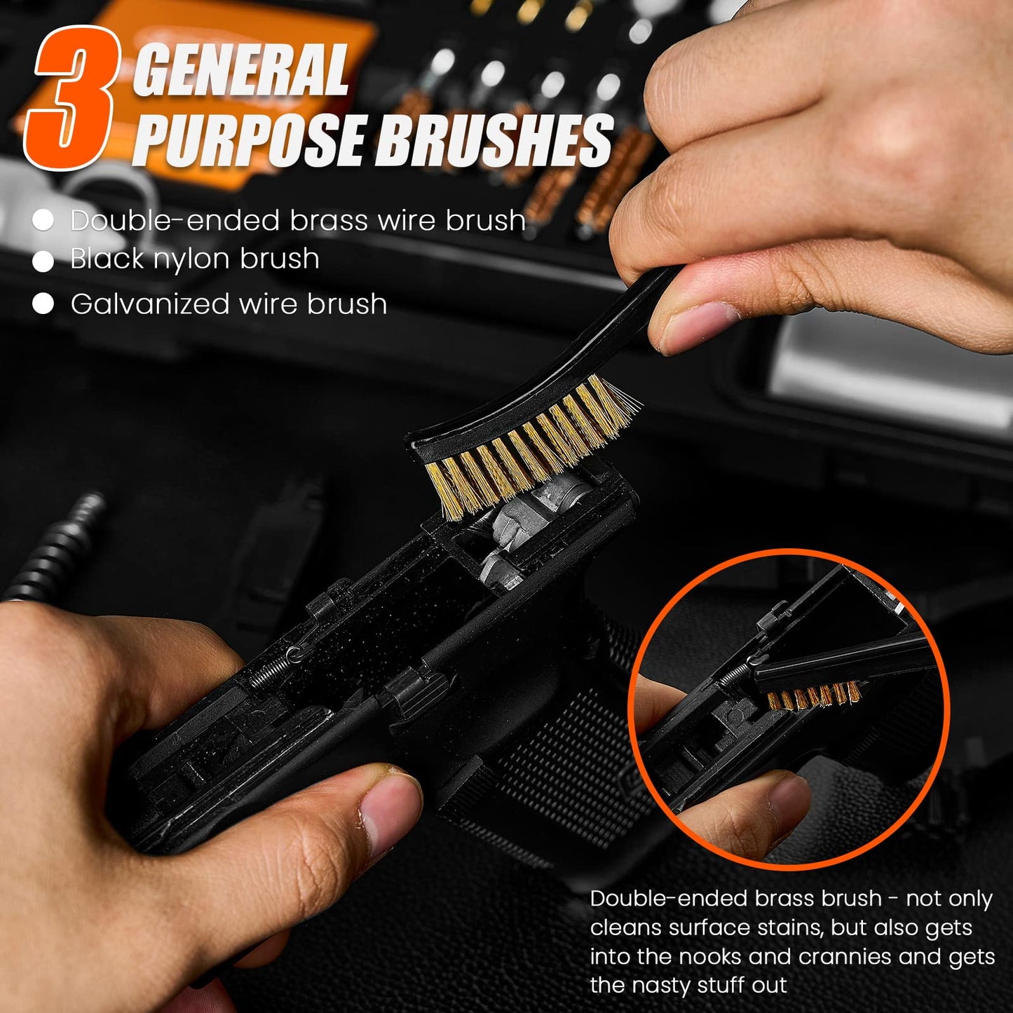 PERWIN Universal Gun Cleaning Kit for All Caliber Pistol Rifle Handgun Shotgun Hunting Cleaning Kit with Brass Rods and Tough Carrying Case, Gun Accessories Gifts for Men