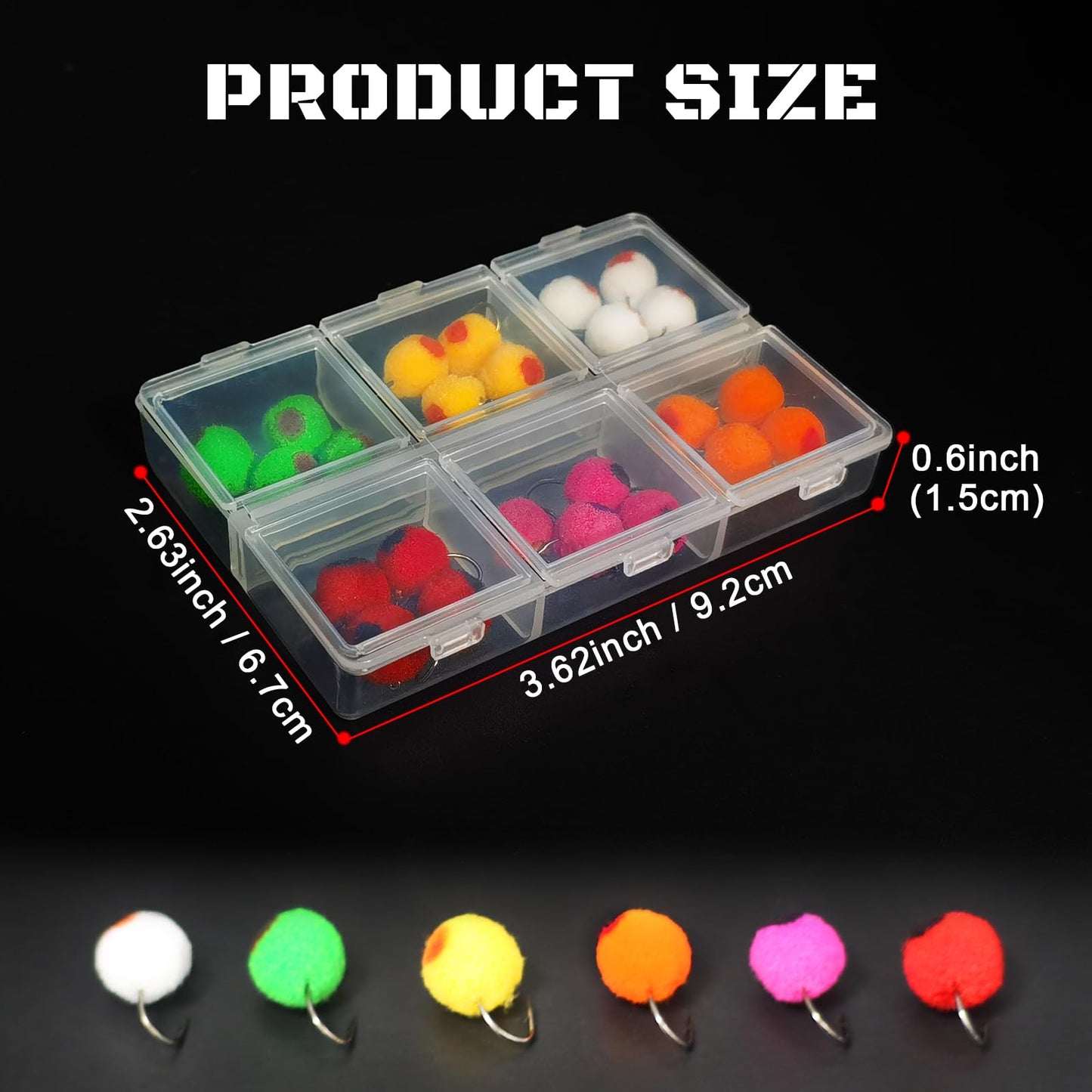 24pcs Fly Fishing Flies Kit Brass Beadhead Glo Bug Egg Floating Fly Lure for Salmon, Steelhead, Trout, Fishing Accessories
