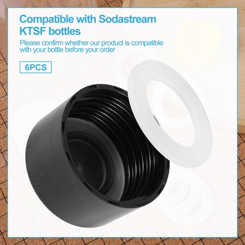 6pcs Gasket Replacements for Sodastream Bottle, White Silicone Bottle O Ring Compatible with Sodastream Water Bottle Sealing Gasket Replacement for PET Bottle & Plastic Bottle