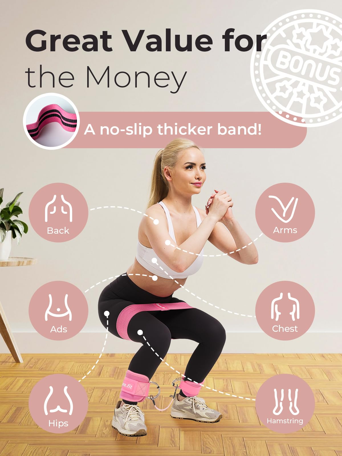 kure.fit Wrist & Ankle Weights (Pink) + Ankle Resistance Bands Cuffs (Pink) Bundle
