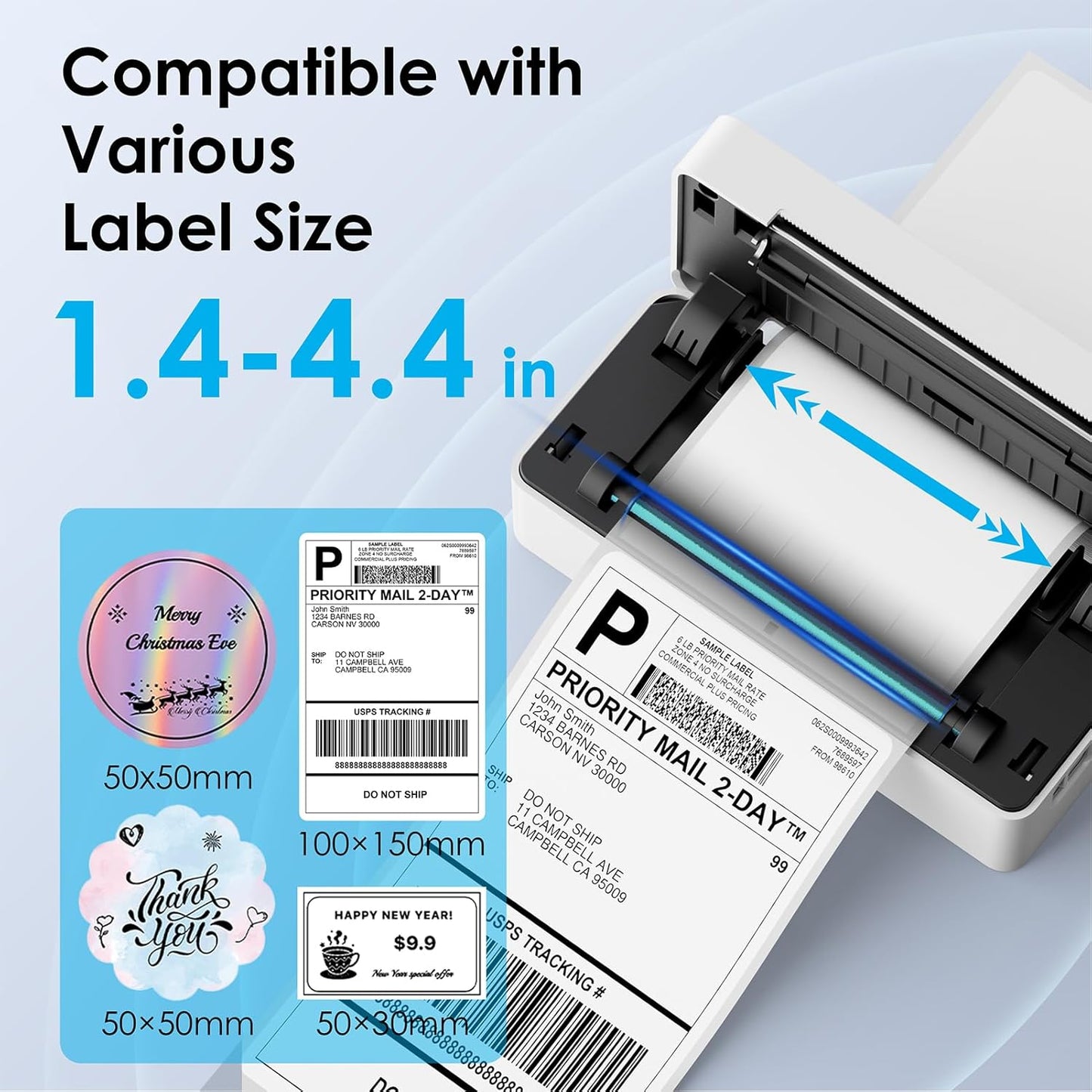 Shipping Thermal Label Printer, 4x6 Portable Label Printer, Bluetooth Label Maker for Small Business, Support iPhone,Android,Windows,Mac,Chromebook,Works with USPS, Ebay,Shopify&More, Black