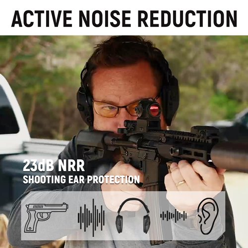 TACWIN Electronic Shooting Ear Protection,NRR 23dB Active Noise Reduction Ear Muff with Sound Amplification for Gun Range, Ear Muffs Hearing Protection