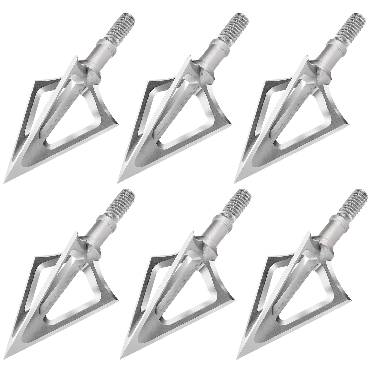 KEAUP 6 Pack Fixed Blade Broadheads 100 Grain 420 Stainless Steel Fixed Blade Broadhead Archery Arrow Heads Crossbow Broadheads for Crossbow and Compound Bow