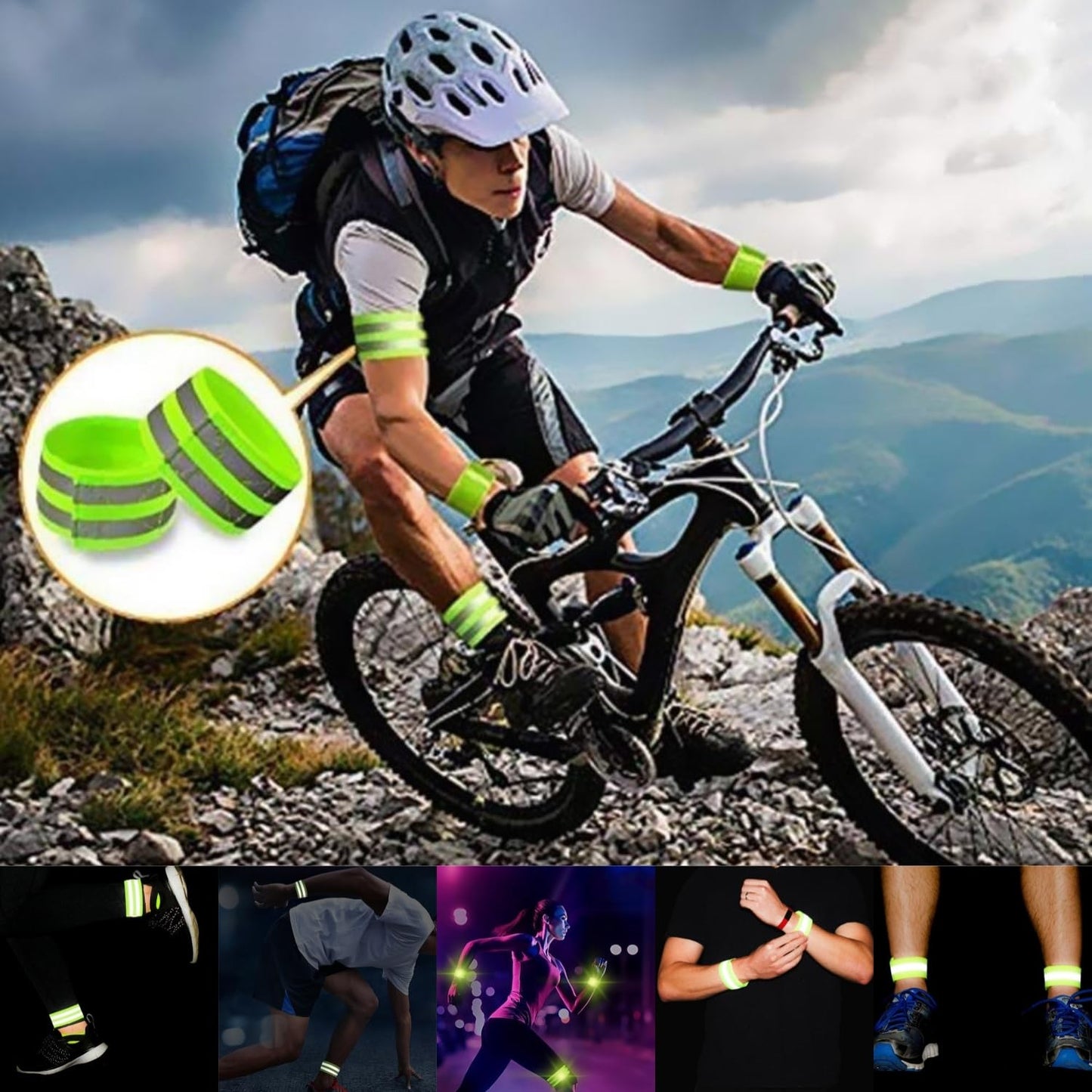 Kamozimi Reflective Bands for Night Walking Reflective Arm Bands Set of 6 Double Reflective Bands for Outdoor Cycling, Hiking, Jogging, Motorcycle Riding or Running