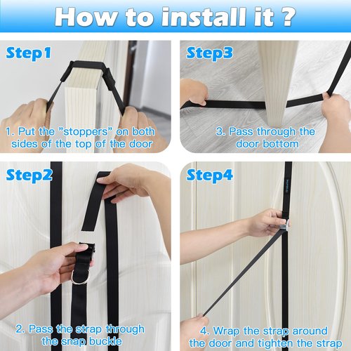 Brebebe Door Anchor Strap for Resistance Bands Exercise, New Upgraded Version Freely Anchor Points for All Exercise Heights, Home Gym Fitness Attachments, Easy to Install, Punch-Free, Nail-Free