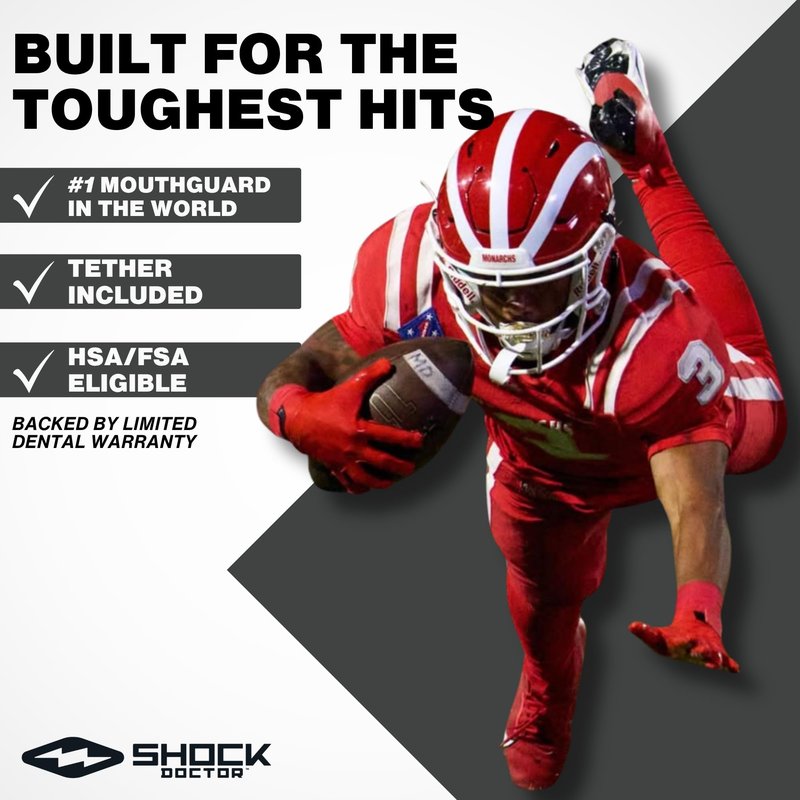 Shock Doctor Mouth Guard Sports, Hockey, Lacrosse, Baseball, Wrestling Moutguard, Gel Max Heavy Duty Protection & Custom Fit, Football Mouth Guard with Strap, Adult & Youth Mouthguard