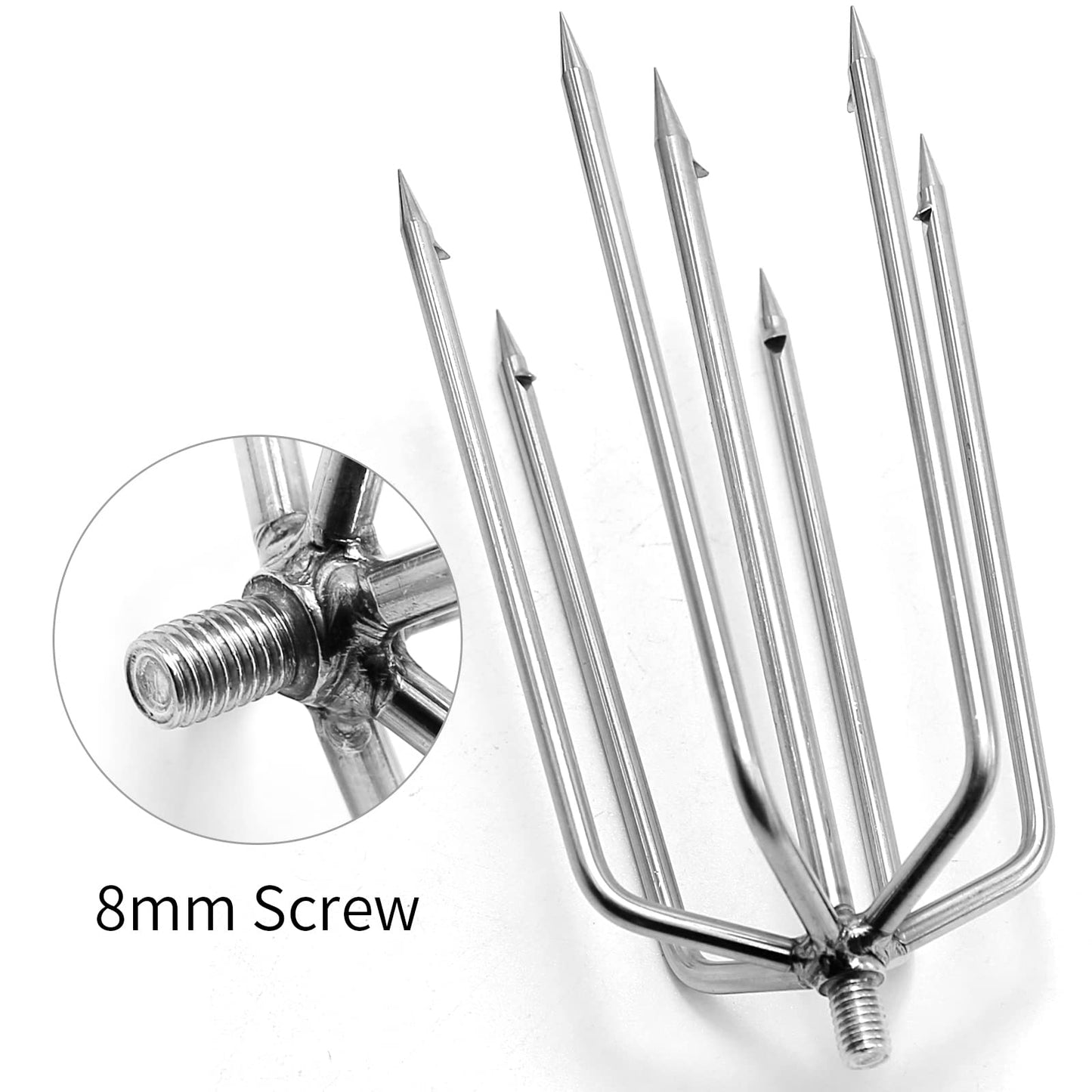 EATAKWARD 7-Prong Fishing Harpoon, Stainless Steel Fishing Spear Gig Gaff Fork Hook with 8mm Screw, for Catching Fishes Frogs in Pond River Lake etc. Capable for Fishing Pole