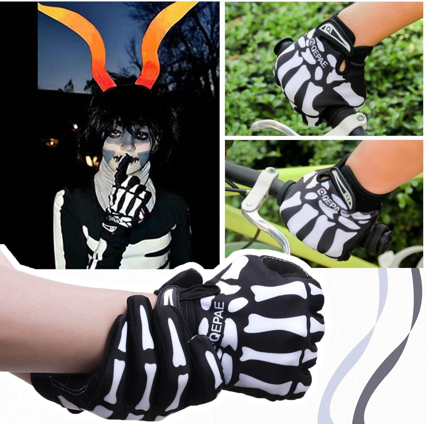 Skeleton Cycling Gloves | Breathable Shock-Absorbing Gloves for Men, Women & Kids