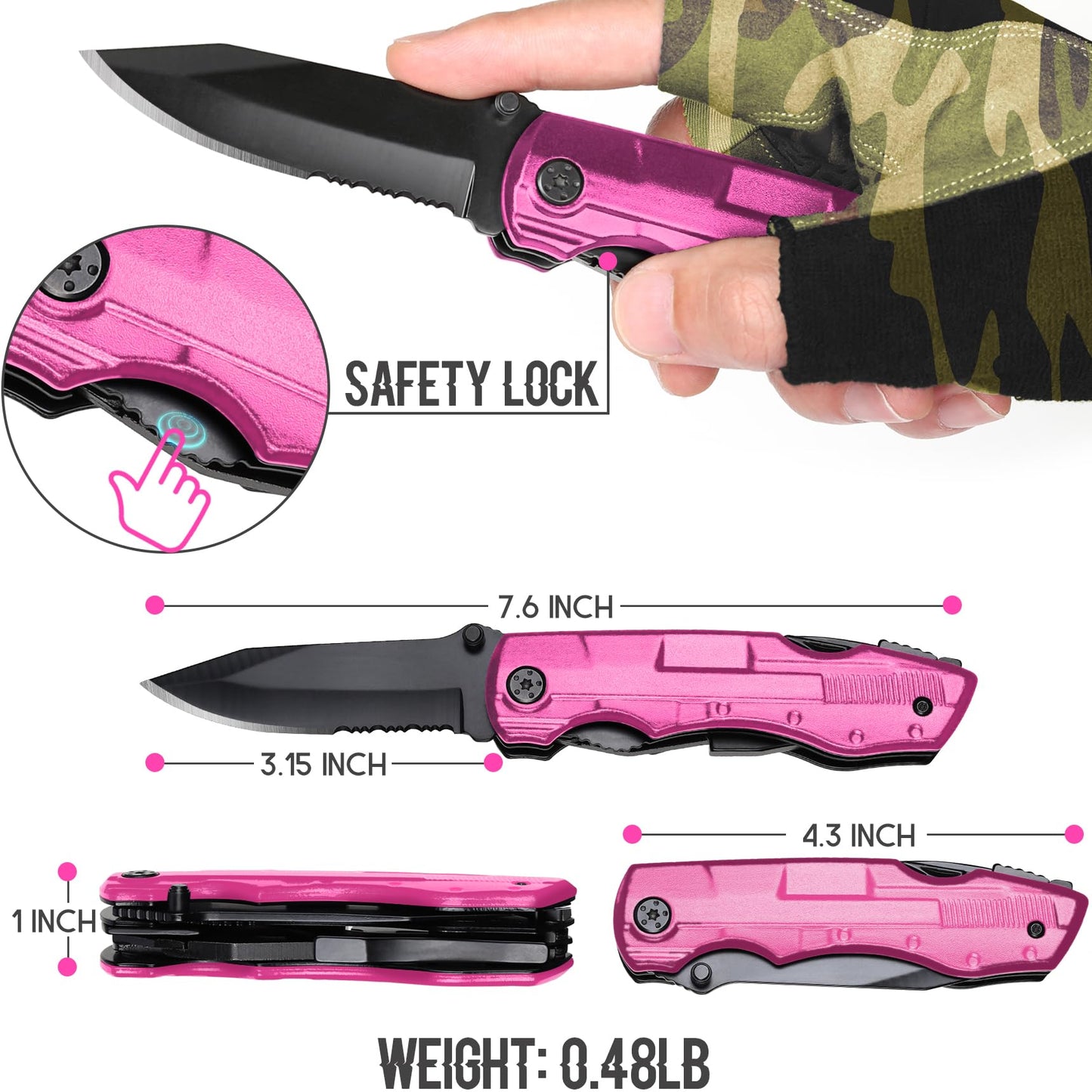 Gifts for Women Wife Girlfriend Her - Mothers Day Gifts, Pin-k Multitool Knife - Christmas Birthday Gift for Women, Anniversary, Womens Stocking Stuffers - Gift for Woman Who Have Everything
