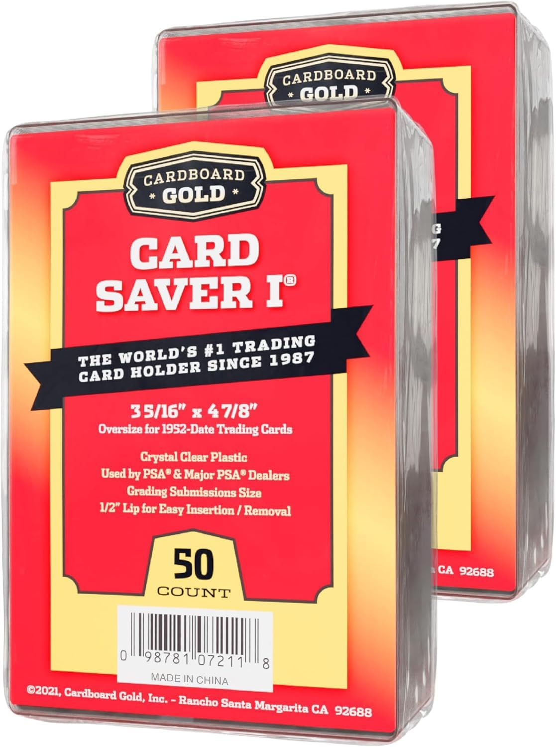 CARD SAVER 1-200 Count - Semi Rigid Card Holder, Trading Card Protectors - PSA-Approved Cardsaver for Baseball, Trading, Sports Cards - Card Sleeves, Binder, & Storage Box Compatible