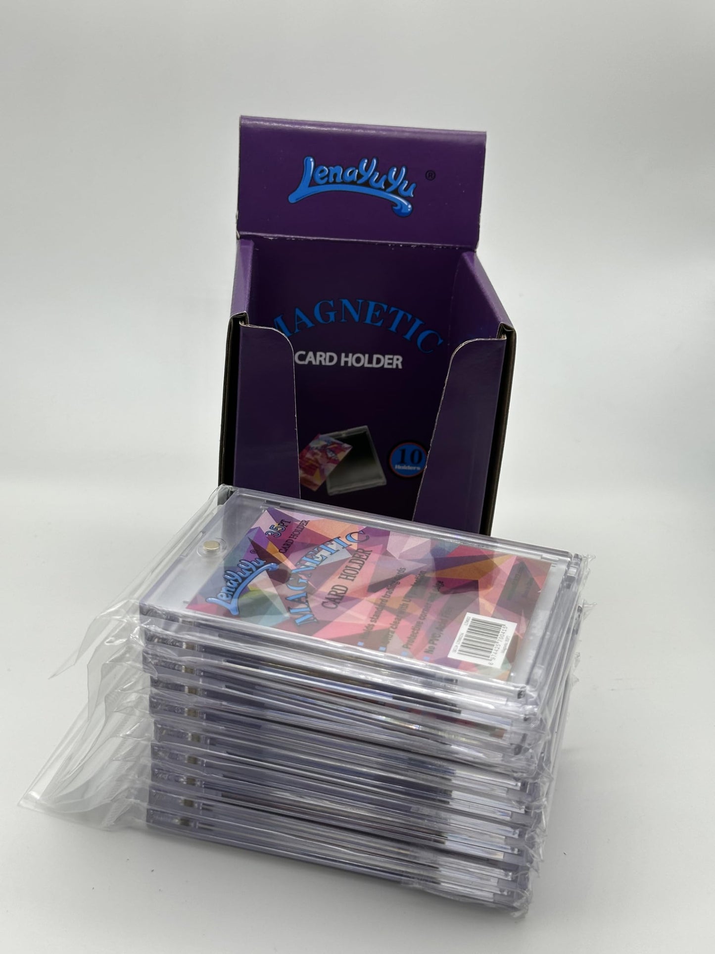 Lenayuyu Pack of 10 One Touch Magnetic Card-Holders,35pt Magnetic Card Holder Cases 10ct,Sized to fit Standard Size Cards Storage and Display, Protect Sports Cards, Baseball Cards, Sports Memorabilia