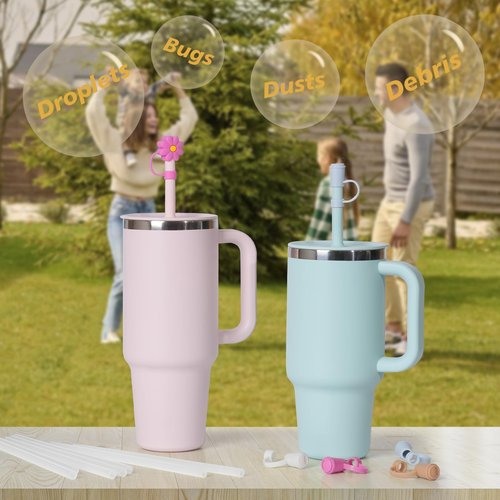 6 PCS Straw Cap for HydroFlask Tumbler 32 oz & 40 oz, 0.4 in Silicone Straws Topper for Hydro Flask Press-in Lid, Dust Proof