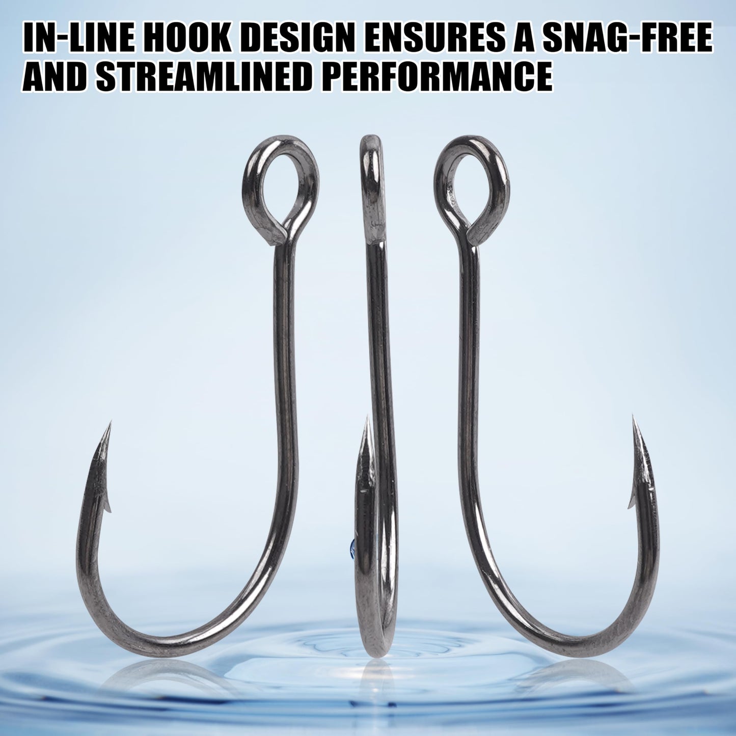 150pcs Inline Single Hooks Kit Fishing Replacement Hooks for Lure Plugs Baits Large Eye Inline Circle Hook with Split Rings Freshwater Saltwater Fishing Tackle