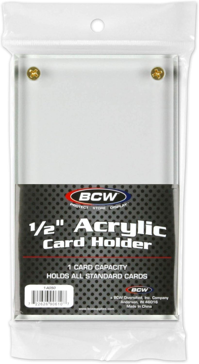 BCW 1/2 Inch Acrylic Card Holder - 1 Pack | Crystal Clear Protection Display Case for Trading Cards