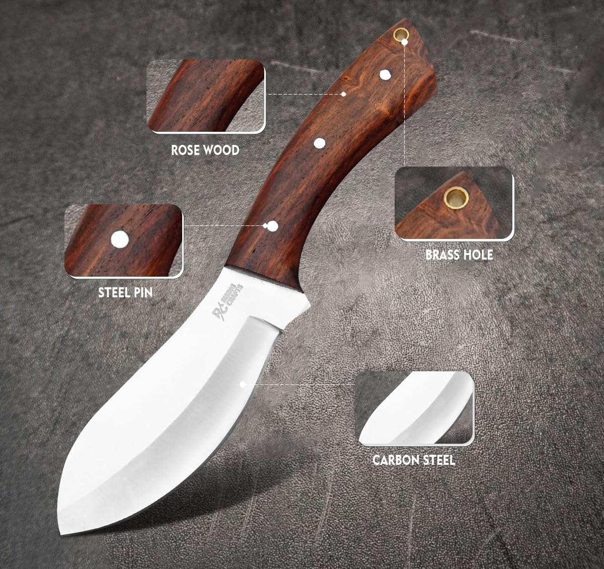 RISING CRAFTS 10 Inch Stainless steel Nessmuk Knife, Handmade Knife, Full Tang Knife, Survival Knife, Hunting Knife, EDC Knife, Fixed Blade Knife With Sheath For Camping, Survival, Bushcrafting.