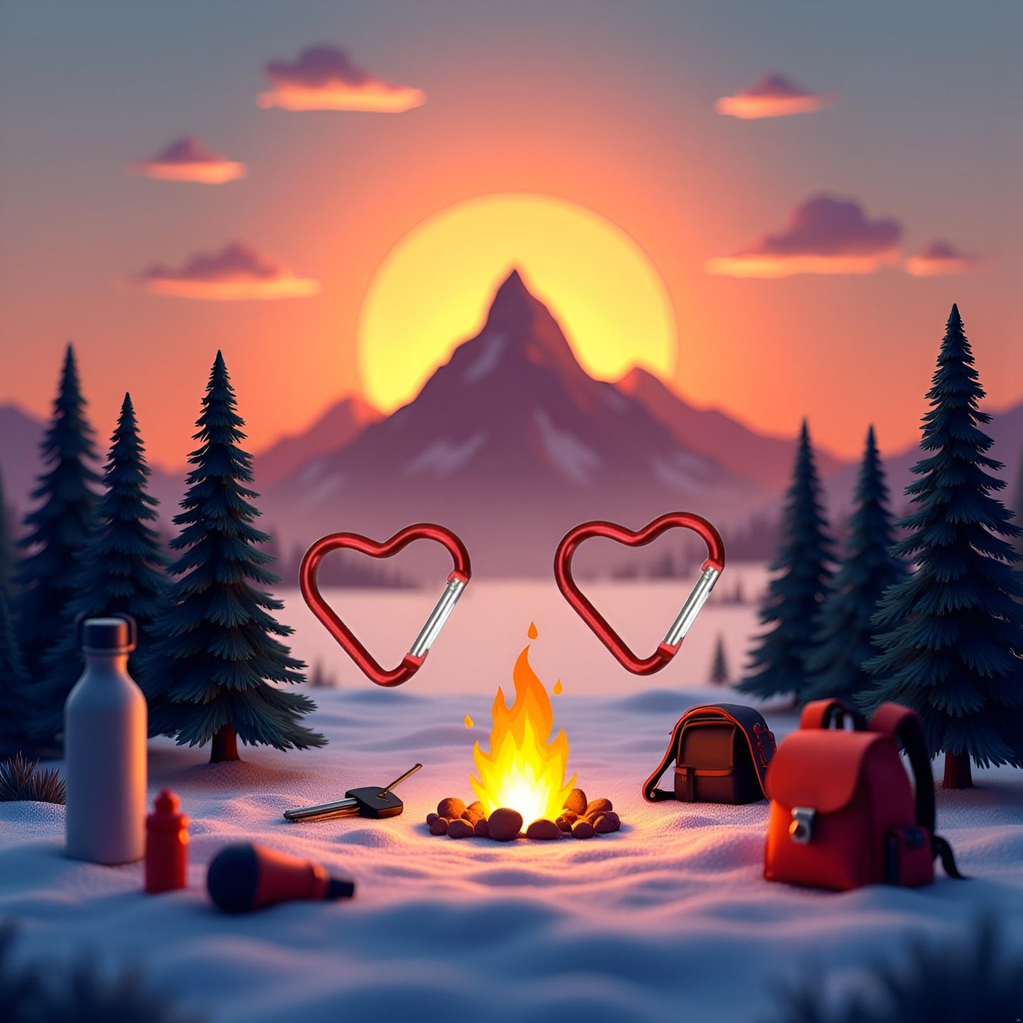 2Pcs Red Heart Shape Carabiners Keychain Clips Snap Hook Key Ring for Camping Accessories Backpack Water Bottle Aluminum Alloy Accessory and Keychain Carabiners,Accessories