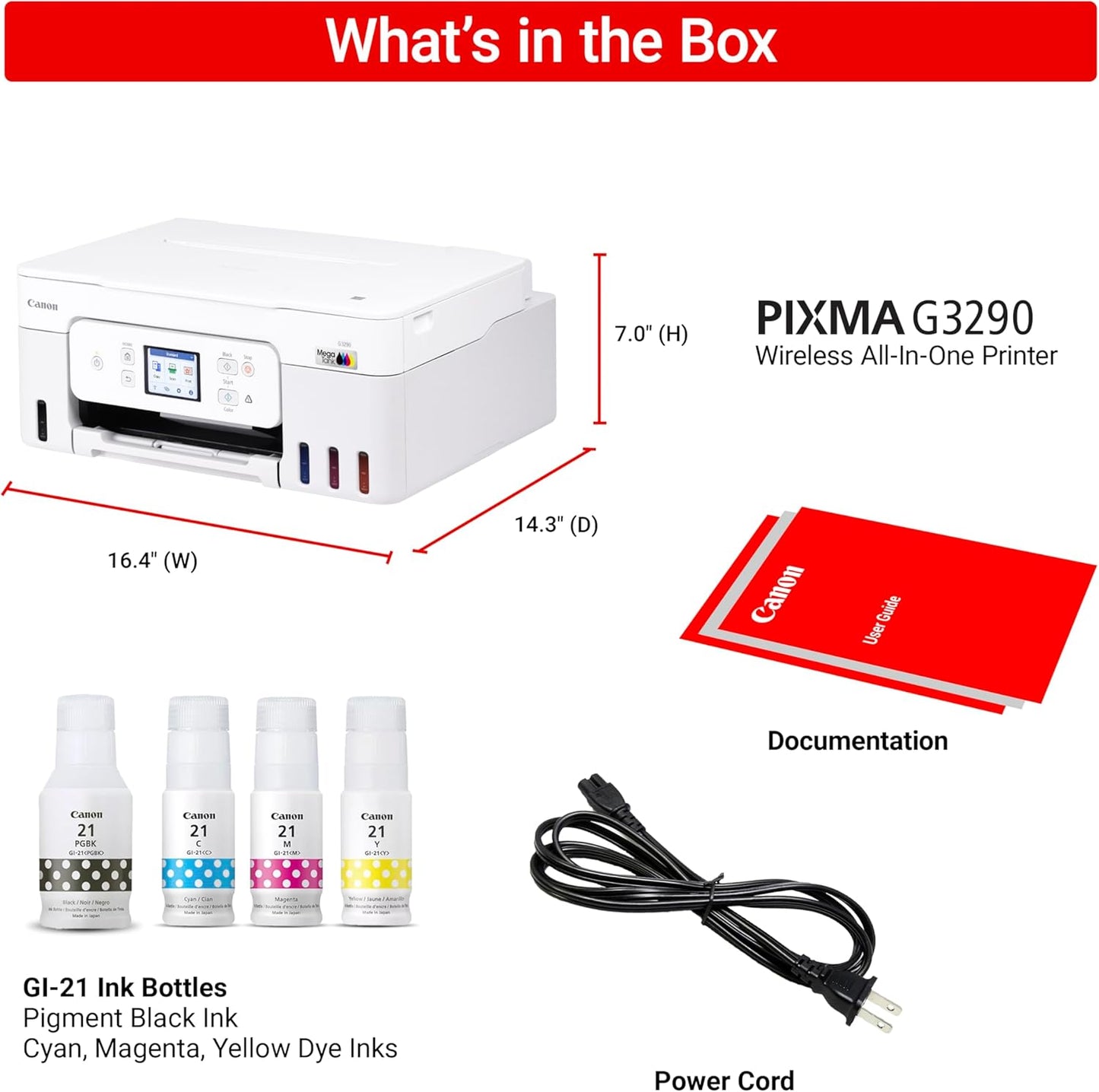 Canon MegaTank G3270 All-in-One Wireless Inkjet Printer. for Home Use, Print, Scan and Copy