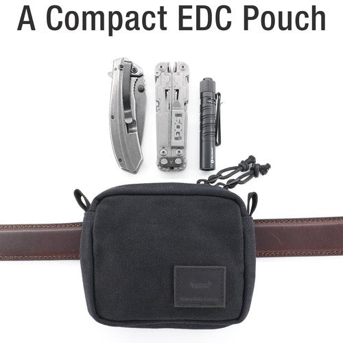 Tintris Belt Pouch for Men Women YKK Zippers, EDC Belt Pouch Bag Waist Pack for Hiking, Traveling, Outdoors, Water Resistant, Tough Waxed Canvas, Black, Size Small
