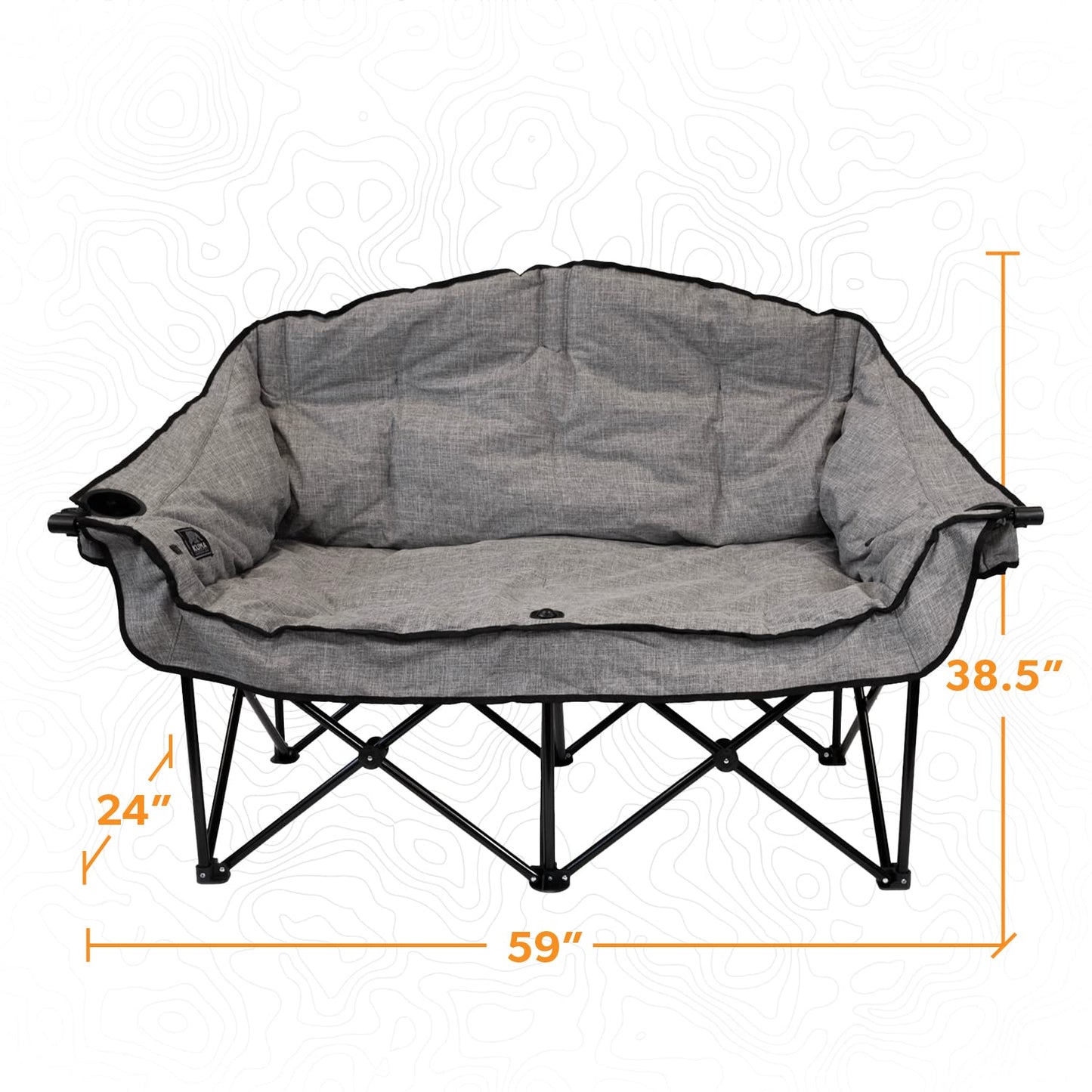 Kuma Outdoor Gear Bear Buddy/Double Chair with Carry Bag, Ultimate Portable Luxury Outdoor Heated Camping Loveseat for Glamping, Sports & Outdoor Adventures (Heather Grey)