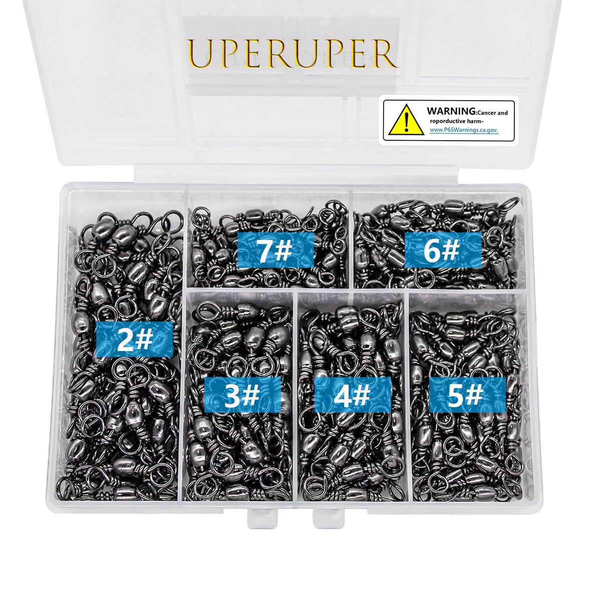 UperUper Fishing Barrel Swivels Kit, 300pcs Stainless Steel Rolling Bearing Snap Connector for Saltwater Freshwater Fishing#2#3#4#5#6#7