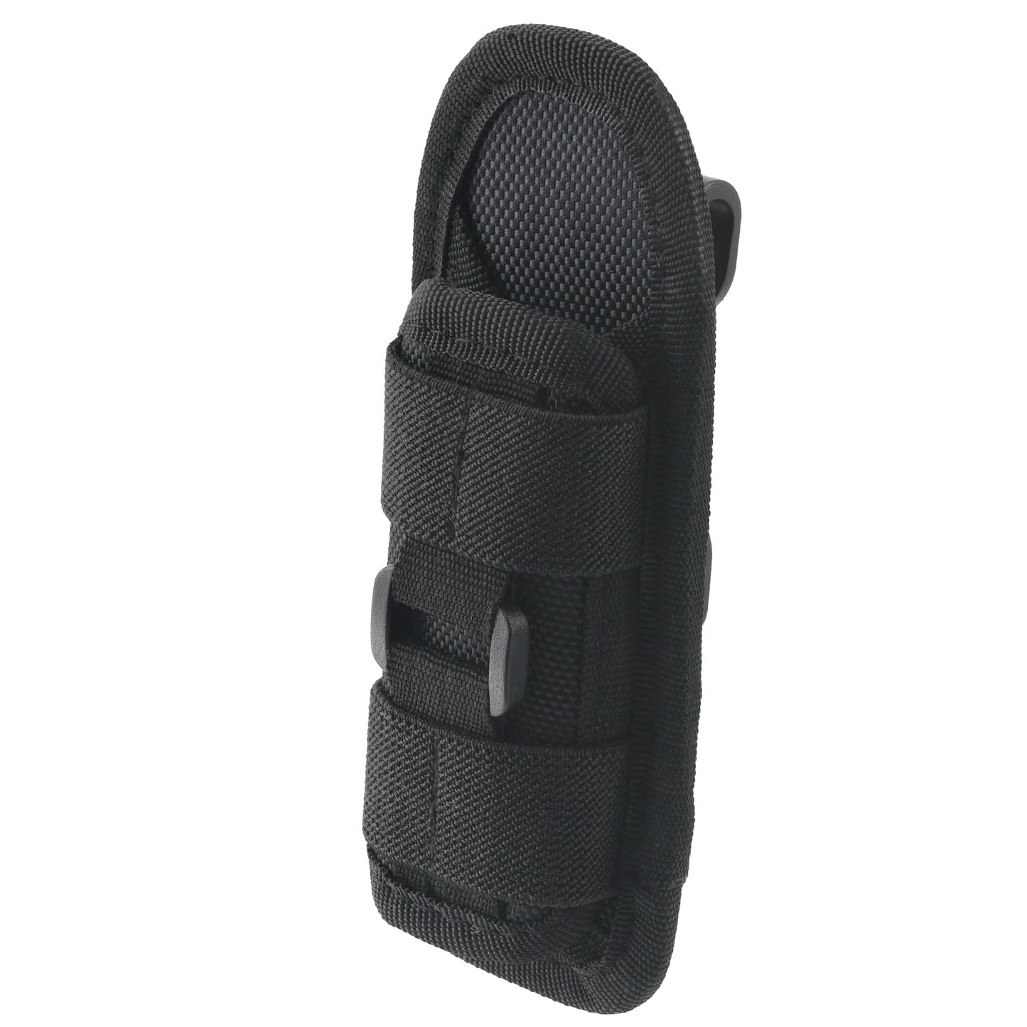 Tactical Flashlight Pouch Holster, Rotatable Flashlight Holder Belt Clip Tactical Torch Carry Case with 360 Degree Carabiner Reel Clip