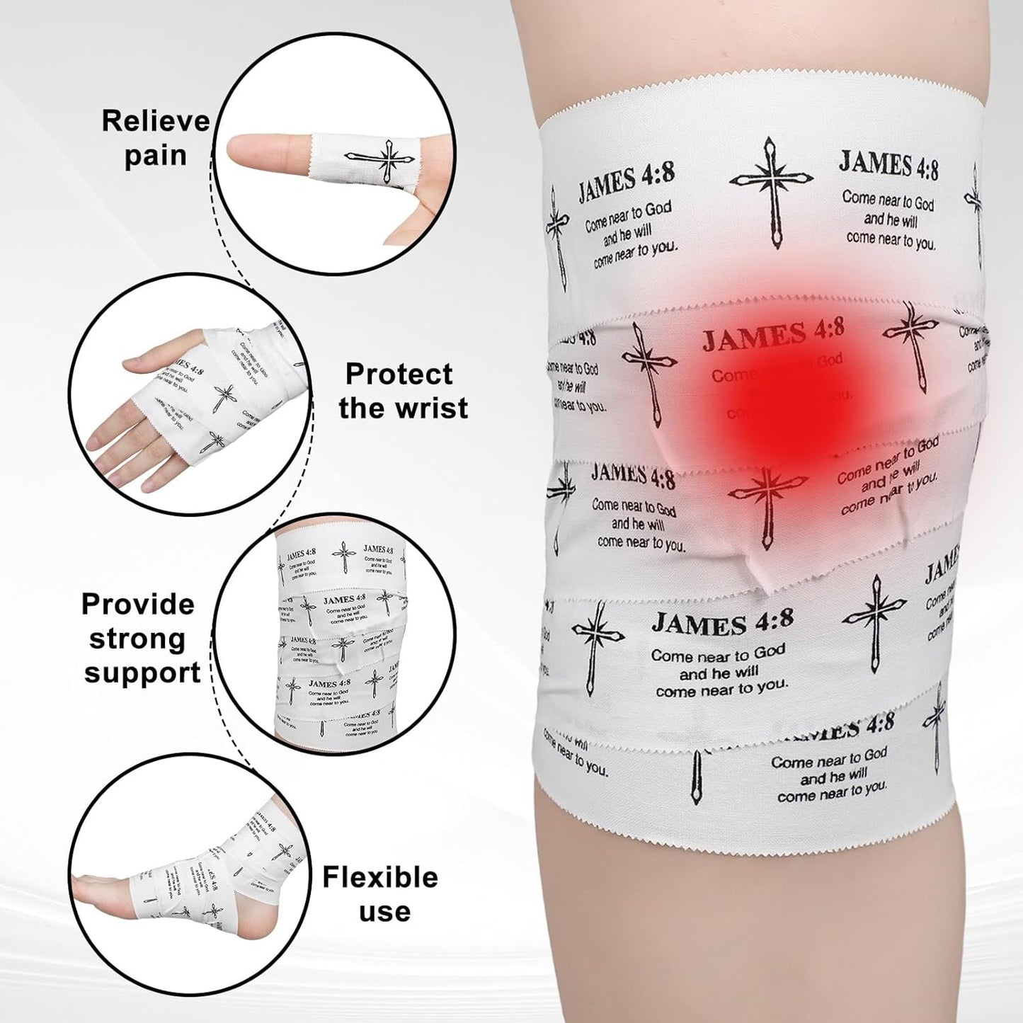 Christian Athletic Tape | 2 Pcs Cotton Sports Wrap 2in x 23ft | White