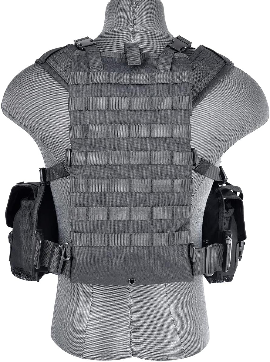 Lancer Tactical Airsoft Paintball Vest M4 M16 MOLLE Modular Chest Rig w/Quick Release Buckles (Small to Extra Large)