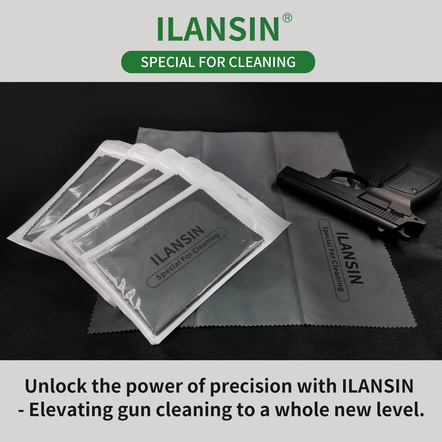 ILANSIN Silicon Gun Cloth 5 Pack 12'' ×12'' Gun Cleaning Cloths Lint Free - Gun Cleaning Wipes with Silicon Gray Gun Cleaning Rags for Gun Cleaning/Polishing Silicon Rags/Rust Wipes