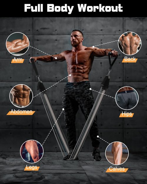 Fitense 6Pcs Resistance Bands, Workout Bands 270lbs, Exercise Bands with Handles/Door Anchor/Ankle Straps/Bag/Poster for Men, Heavy Resistance Bands for Working Out at Home