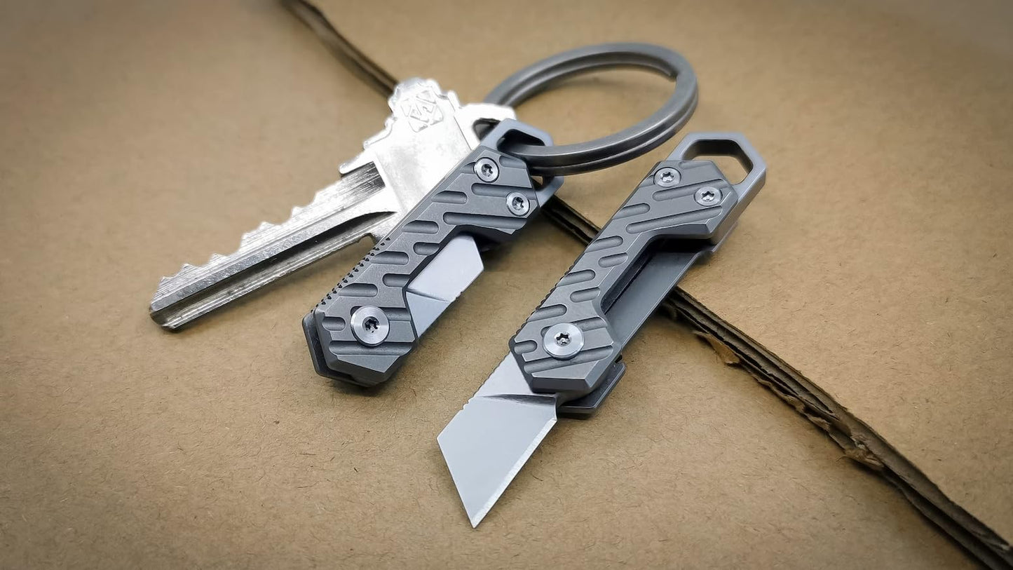 CLOSS Industries VLKN Micro Titanium Folding Knife - Ultra-Lightweight Compact EDC Utility Knife with Grade 5 Titanium Handle & AUS-8 Stainless Steel Blade (Silver)
