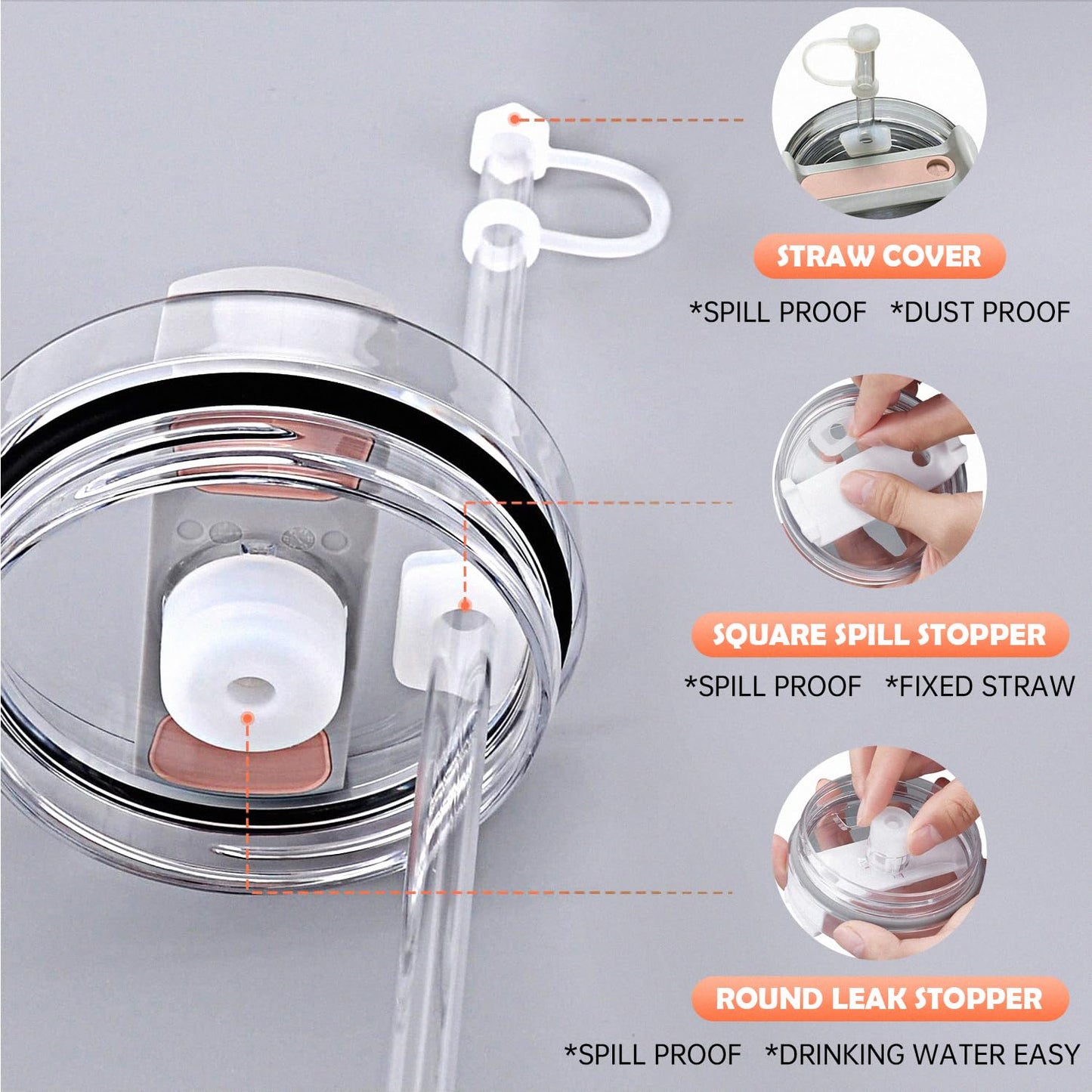 12pcs Silicone Spill Proof Stopper Set, Compatible with Stanley Cup 40 oz 30 oz Quencher H1.0&2.0, Stanley Cup Accessories, with Fix Leak Stopper, Lid Spill Plug and Straw Cover Cap