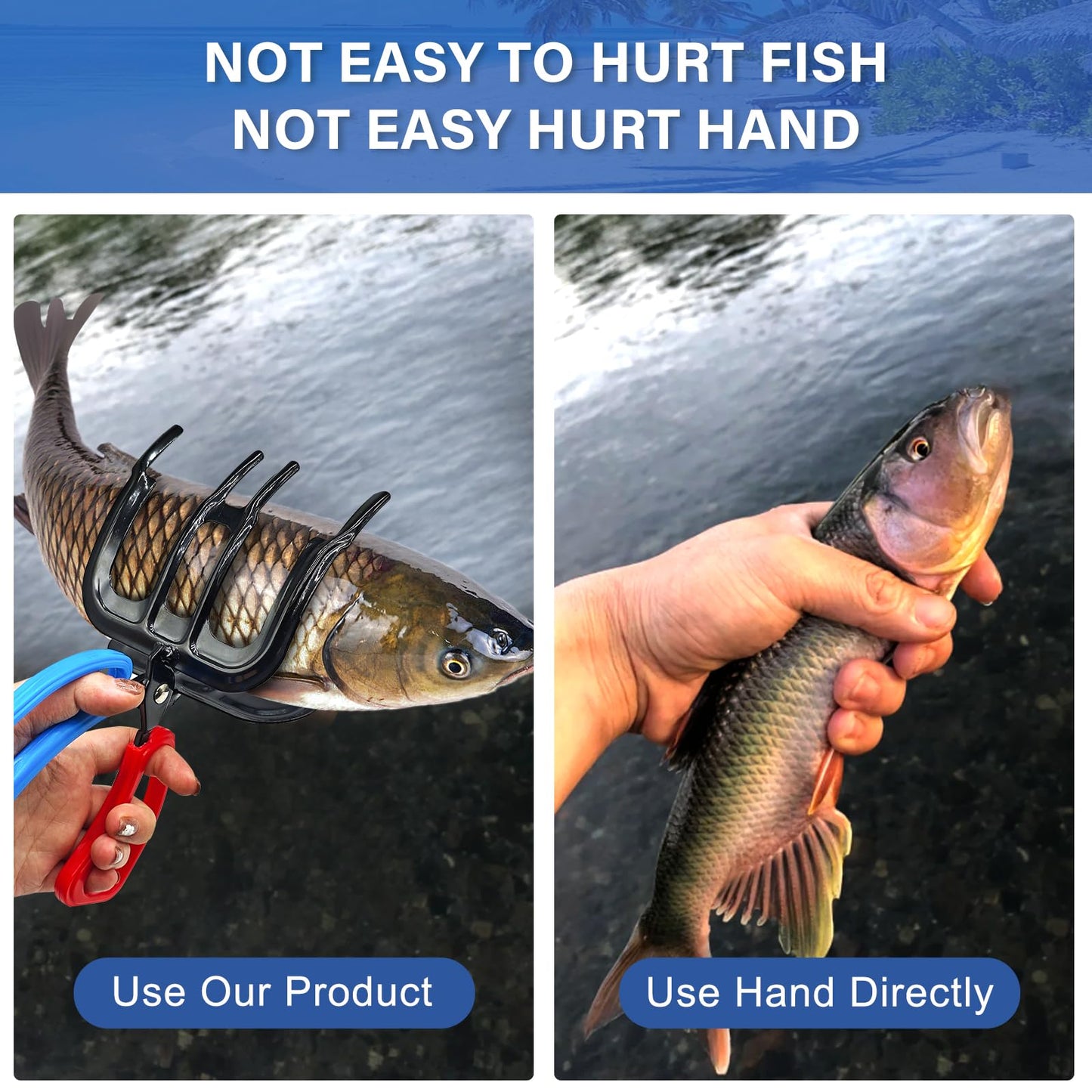 3 Claw Fish Gripper, 2024 Upgraded Metal Fishing Pliers Gripper, Multifuctional Fish Grippers for Fishing, Fish Grabber Tool for Most Freshwater Fish and Crab